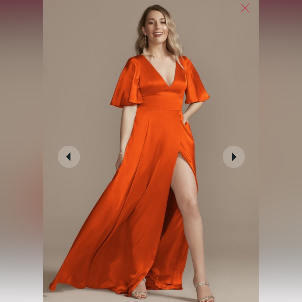 David’s Bridal Charmeuse Flutter-Sleeve A-Line Bridesmaid Dress In Color Sienna
